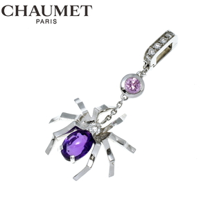 CHAUMET ショーメ K18WG アトラップ モア スパイダー メレダイヤ アメジスト サファイア ネックレス ペンダントトップ ホワイトゴールド