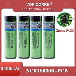 18650　リチウムイオン電池　PCB保護回路付　NCR18650B　3.7V　3400mAh　長さ69mmタイプ　容量保証　4本セット　 即納 D