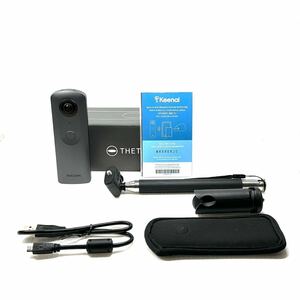 【美品/自撮り棒付き】RICOH THETA V/リコー シータV ブラック 360度全天球カメラ