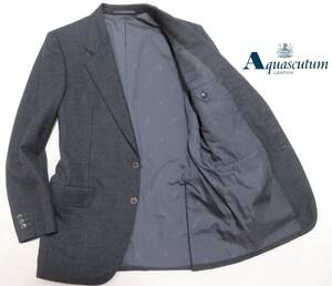 美品 Aquascutum アクアスキュータム テーラードジャケット 銀ボタン メンズ ブレザー 総裏地 2釦 ビジネス ゴルフ 紳士 94A5 秋冬物