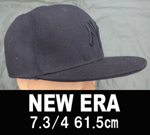 ■NEW ERA NY帽子 7-3/4 61.5㎝ 黒色 送料:定形外390円