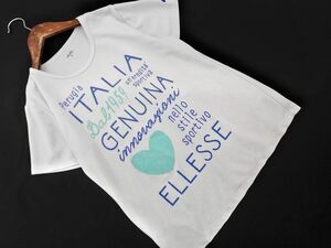 ネコポスOK ellesse エレッセ プリント Tシャツ sizeL/白 ■◆ ☆ efc5 レディース