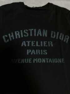 DIOR ディオール 入手不可最高傑作 ジャイアントクリスチャンディオールアトリエロゴブラック長袖Tシャツ ブラックディオールロゴロンT