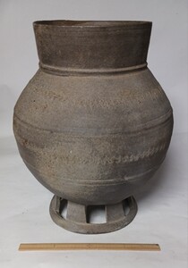 須恵器大型台付直口壺　完品　須恵器　台付直口壺　古墳時代　陶質土器　新羅土器　波状文　