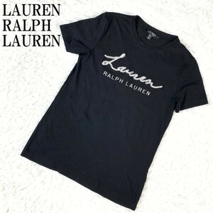 ローレンラルフローレン 半袖Tシャツ ブラックLAUREN RALPH LAUREN 黒 半袖カットソー コットン レーヨン XXS B7429