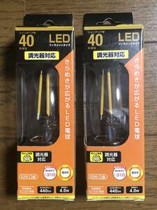 LED電球 フィラメント シャンデリア球 E26 40形 調光器対応 電球色 クリア 全方向｜LDC4L/D C6 2個セット