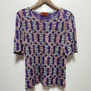 #snc ミッソーニ MISSONI ニット・セーター 01 紫 マルチ 半袖 ニット シルク混 イタリア製 レディース [662591]