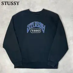 STUSSY 刺繍 アーチロゴ  スウェット XL ブラック