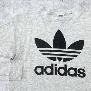 90s USA製 adidas Tシャツ トレフォイル ビッグロゴ アディダス　　デカロゴ 両面染み込みプリント アメリカ製 MADE IN USA 玉10295