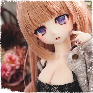 DDH-０１セミホワイト肌やわフタver.カスタムヘッドソフビ盛り難有＋アイ【赤紫】