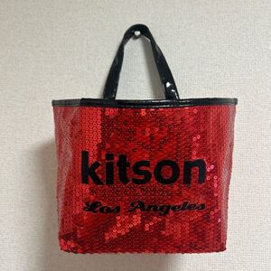 未使用　長期保管品　キットソン　kitson ハンドバッグ　ランチバッグ　ミニバッグ　スパンコール　赤