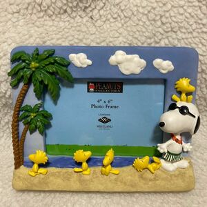 新品 未使用 ハワイで購入 写真立て フォトフレーム スヌーピー SNOOPY 海 ハイビスカス フラダンス モンステラ スタンド 式 ヤシの木 南国