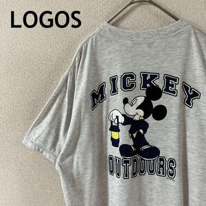 LOGOS ミッキー　tシャツ 半袖　アウトドア　ゆったりフリーサイズメンズS1