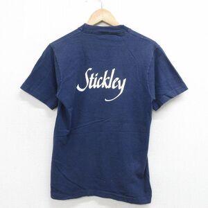 【30%OFF】S/古着 半袖 ビンテージ Tシャツ メンズ 80s Stickley クルーネック 紺 ネイビー 24jul10 中古 3OF