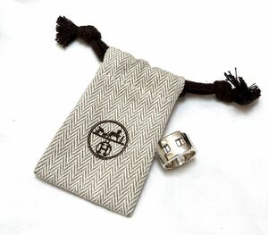 VINTAGE HERMES ヒストリーリング 925 silver 48 ヴィンテージ エルメス Hロゴ 指輪 ブレスレット バングル　シェーヌダンクル シルバー