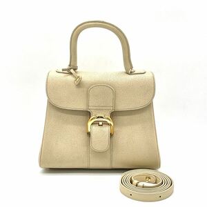 1円 DELVAUX デルヴォー デルボー ブリヨンPM 2way カーフレザー ショルダー ハンドバッグ トート ゴールド金具 