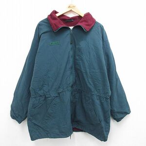 XL/古着 コロンビア 長袖 ジャケット メンズ 90s ワンポイントロゴ ロング丈 緑系 グリーン 内側フリース 23nov15 中古 アウター