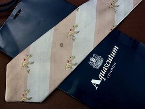 ♪4856D♪状態並品【ストライプ 鳥 かも 鴨 柄】アクアスキュータム【Aquascutum】ネクタイ