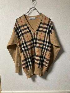 Burberry バーバリー ニットセーター Ｖネック ベージュ ノバチェック　 ニット　 セーター　 長袖 Burberrys