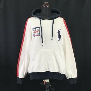 RALPH LAUREN★2018冬季オリンピック　USA代表/プルオーバーパーカー【Mens size -M/白×紺/white×navy】Tops/Parker◆BH61