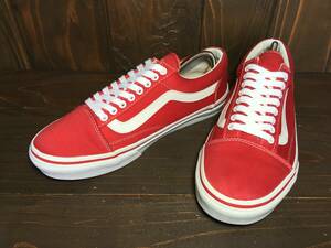 ★VANS バンズ 国内企画 OLD SKOOL オールドスクール CVS 赤×白 ホワイトアイレット 26.5ｃm 美品 Used 検 SK8 スリッポン ハーフキャブ