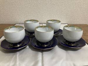 【1円~スタート】香蘭社 湯呑み＆茶托 5客 セット【現状品】