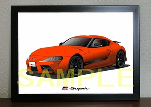 TOYOTA GR Supra スープラ 45th デジタルイラスト 自動車アートA4 トヨタ