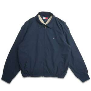 古着 TOMMY トミー ヒルフィガー スウィングトップ ブルゾン ジャケット ワンポイント ネイビー 表記：XL　gd402067n w40322