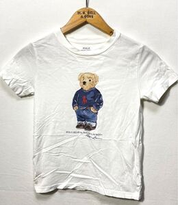 ■ 子供用 POLO RALPH LAUREN ポロ ラルフローレン POLO BEAR ポロベア イラストプリント Tシャツ 6/120 ホワイト アメカジ ■