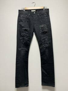 美品☆[Ron Herman DENIM] ダメージ加工 ブラックデニムパンツ 29 アメリカ製 5220600541836 ロンハーマン