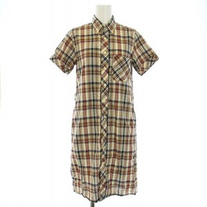 エンジニアードガーメンツ Engineered Garments シャツワンピース 半袖 ひざ丈 チェック 1 S ベージュ 茶 ブラウン /TK レディース