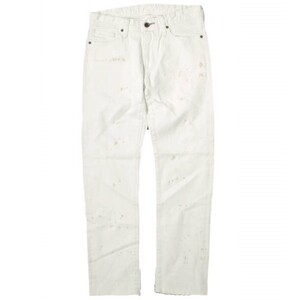 新品 e JEANS イージーンズ 岡山児島 ペイント加工 ストレッチスキニーデニムパンツ e-804G 2 White ジップフライ ジーンズ g17567