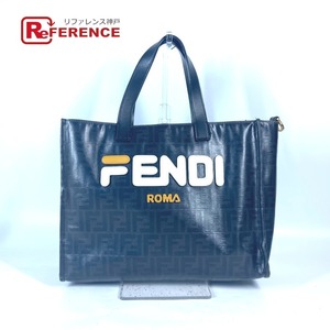 FENDI フェンディ ズッカ ロゴ トートバッグ 肩掛け ショルダーバッグ FILA フィラ コラボ ハンドバッグ ブラック ユニセックス【中古】