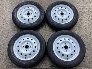 M7263 SUZUKI スズキ純正スチール 13インチ 4J +45 100/4H＆155/65R13 夏タイヤ 4本 スズキ車流用に！