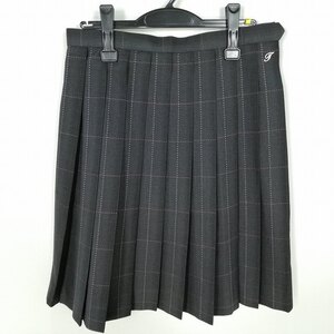 1円 スクールスカート 冬物 w69-丈58 チェック 山口徳山商工高校 プリーツ 学生服 制服 女子 中古 HK7335