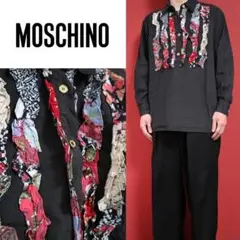 【極希少 / モード】MOSCHINO モスキーノ 柄フリルシャツ イタリア製