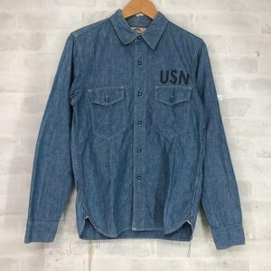 The REAL McCOY’S ザ リアルマッコイズ UNIFORMS ユニフォームズ USN ユーズド加工 シャンブレーシャツ SIZE:14 (S程度) MH632024101505