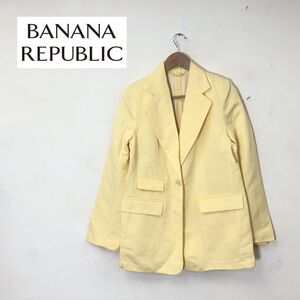 1K1437-O-N◆タグ付き◆ BANANA REPUBLIC バナナリパブリック テーラードジャケット シングル アウター◆size6 コットン リネン イエロー