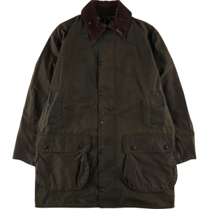 古着 90年代 バブアー Barbour ボーダー 旧3ワラント バッジ付き ワックスコットン オイルドジャケット 英国製 C40 メンズM相当 /eaa500251