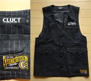 【CLUCT】ワッペン付き ピンストライプ ベスト ブラック SIZE:MEDIUM (クラクト)