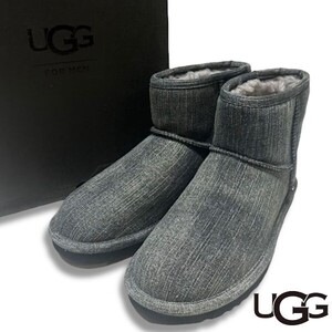 2 ★ 新品 正規品 UGG アグ M CLASSIC MINI WASHED DENIM 1011737 ウォッシュド デニム ショートブーツ ムートンブーツ メンズ インディゴ