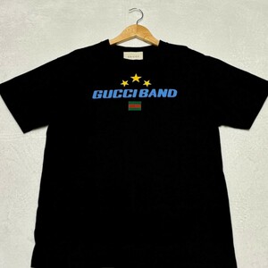 極美品/Sサイズ●グッチ【大人気デザイン】 GUCCI 半袖 Tシャツ カットソー トップス BAND ロゴ シェリー メンズ ブラック