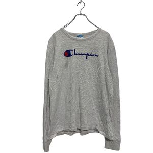 Champion 長袖 プリントTシャツ XL ライトグレー チャンピオン ロンT ロングTシャツ ロゴ 古着卸 アメリカ仕入 a601-6849