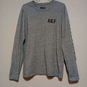 Abercrombie＆Fitch　　　袖ロゴデザインMIXコットンロンＴ　　Ｓ　　杢グレー