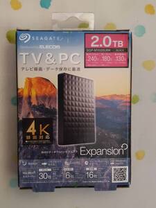 ★☆送料無料　未開封・未使用 ELECOM Seagate Expansion ポータブルハードディスク ２TB SGP-MY020UBK☆★