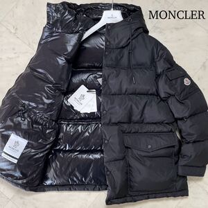 未使用級/XL★ MONCLER モンクレール ERQUY ダウンジャケット コート フード パーカー ブルゾン 大きいサイズ 刺繍 2022年製 ブラック 黒