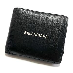 ★BALENCIAGA バレンシアガ 二つ折り 財布 レザー ブラック 黒【鑑定済み 本物保証】