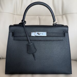 貴重品 新品未使用 ◆ HERMES エルメス ◆ ケリー28 Kelly ヴォーエプソン 外縫い W刻印 シルバー金具 ハンドバッグ ショルダーバッグ