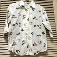 7部丈バック柄シャツ日本製　1