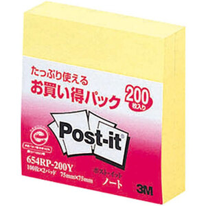 【10個セット】 3M Post-it ポストイット お買い得パック ノート 3M-654RP-200YX10 /l